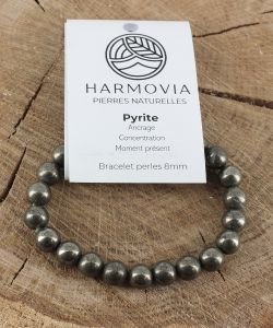 Bracelet Pyrite - Perles 8mm, 1 pièce
